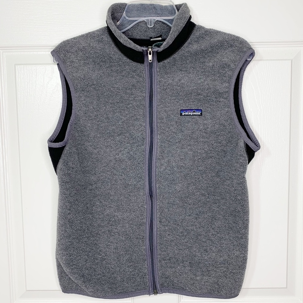 Women’s Patagonia Fleece Full Zip Vest Grey Black Size M